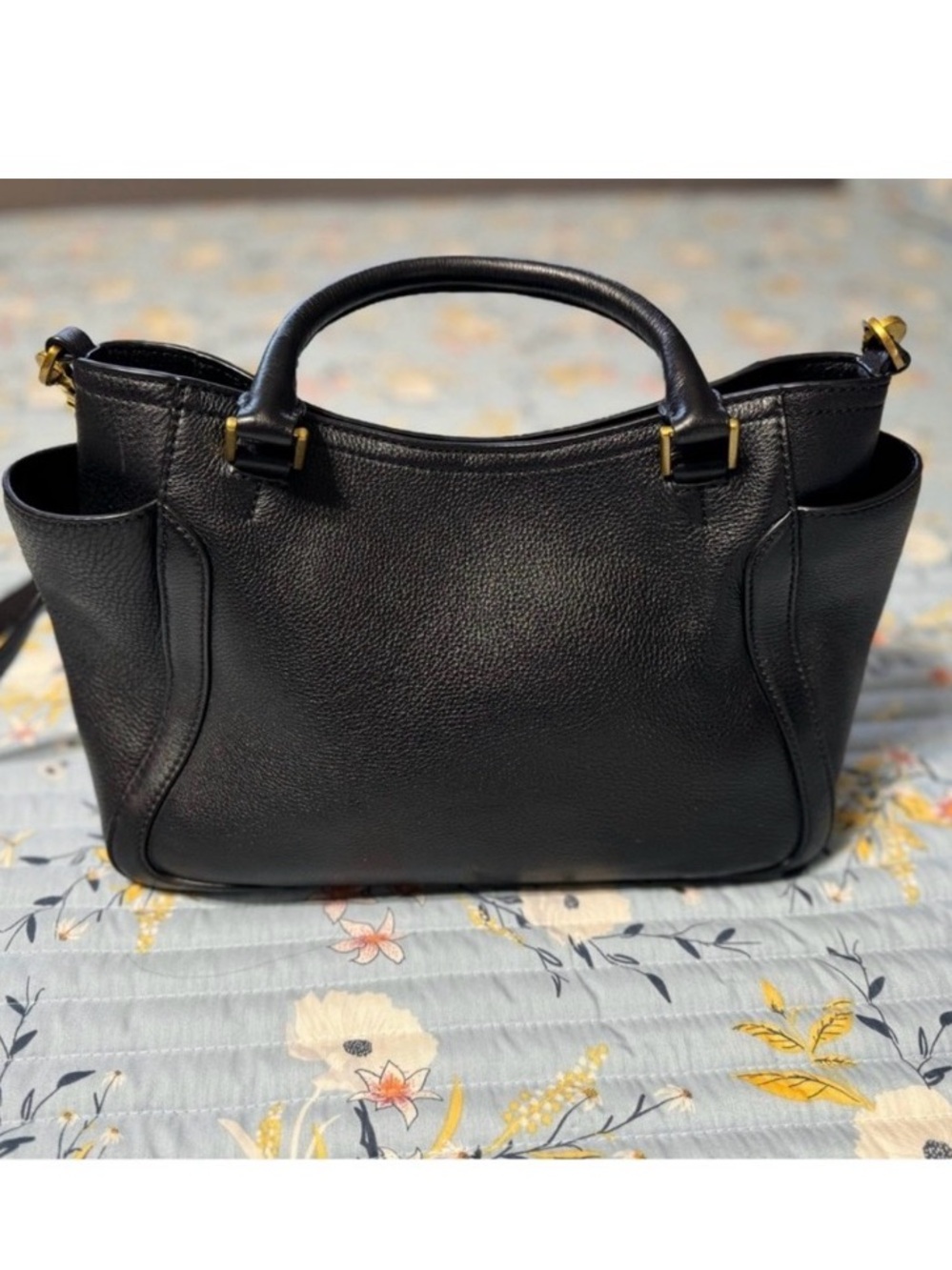 EUC TORY BURCH FRANCES PEBBLED LEATHER TWO HANDLE CONVERTIBLE CROSSBODY SATCHEL - Picture 9 of 14